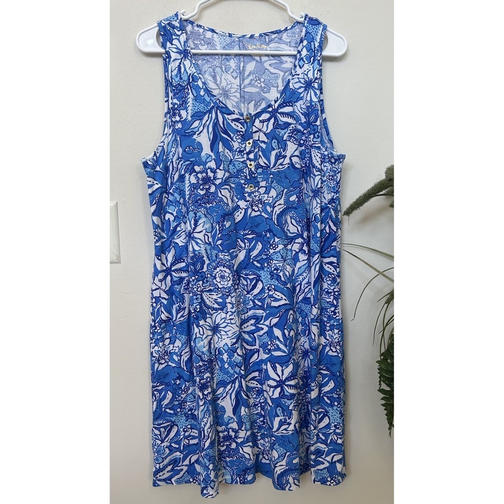 New Lilly Pulitzer Lela Henley Tank Dress Breathable Resort Vibrant Size XL - Picture 2 of 6